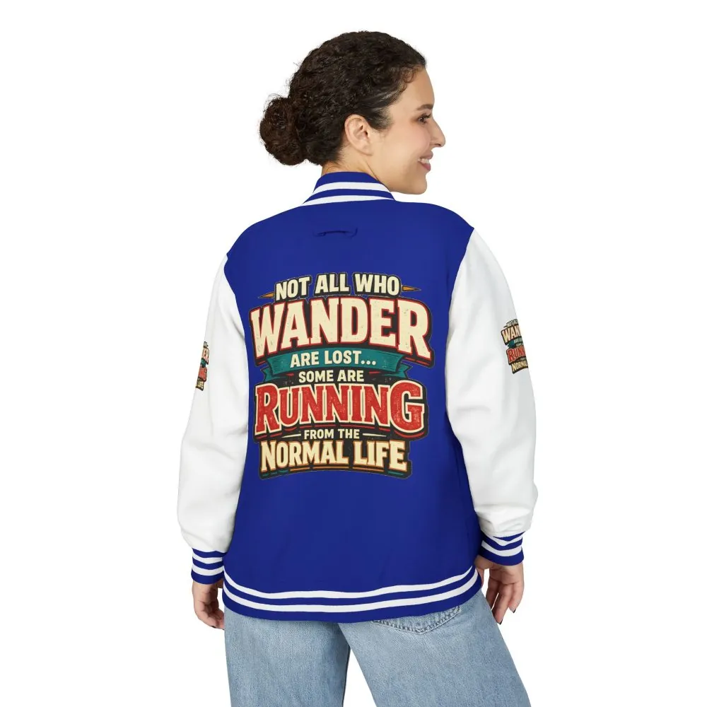 Unisex Heavyweight Letterman Jacket — "Not All Who Wander Are Lost" Design F**K-Line