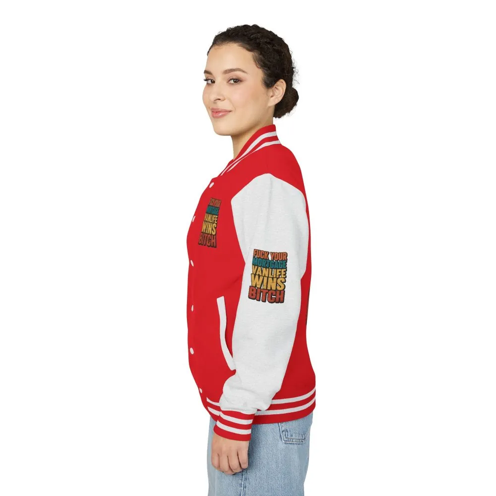 Unisex Heavyweight Letterman Jacket — "Fuck Your Mortgage" Design F**K-Line