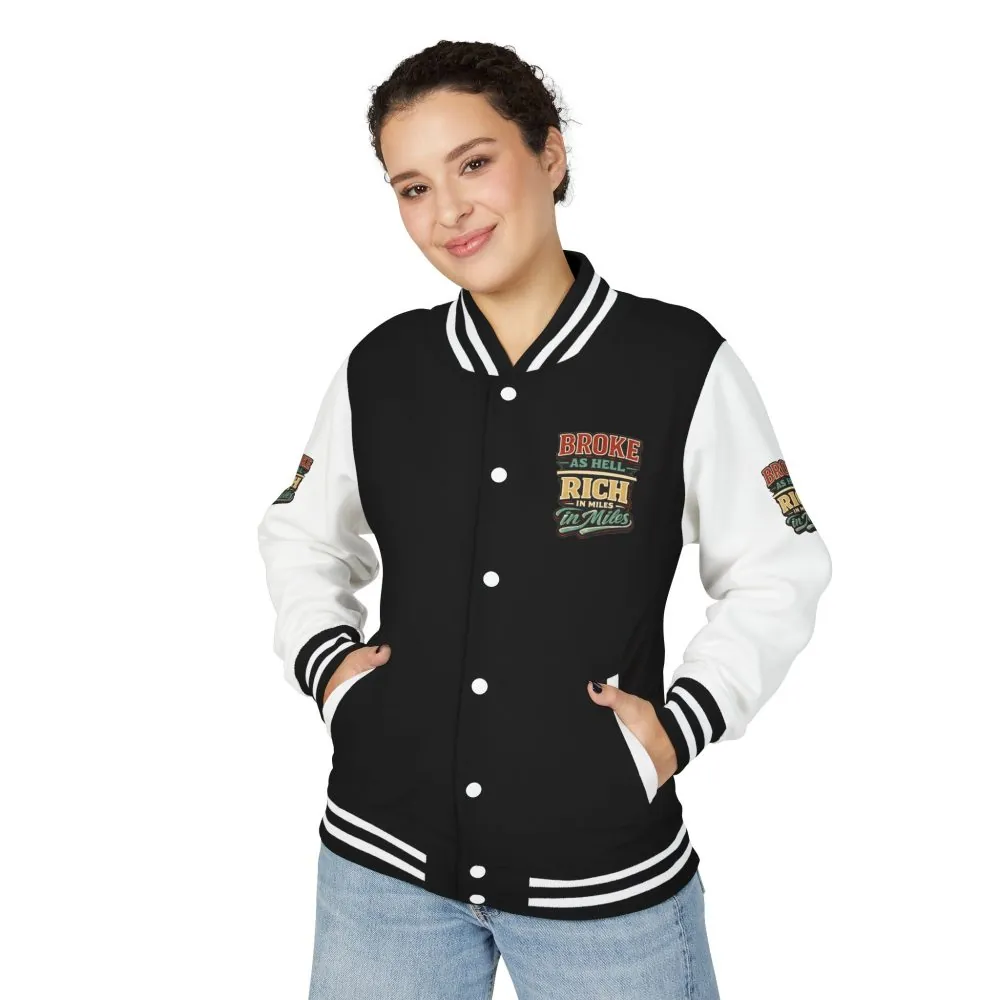 Unisex Heavyweight Letterman Jacket — "Broke As Hell" Design F**K-Line