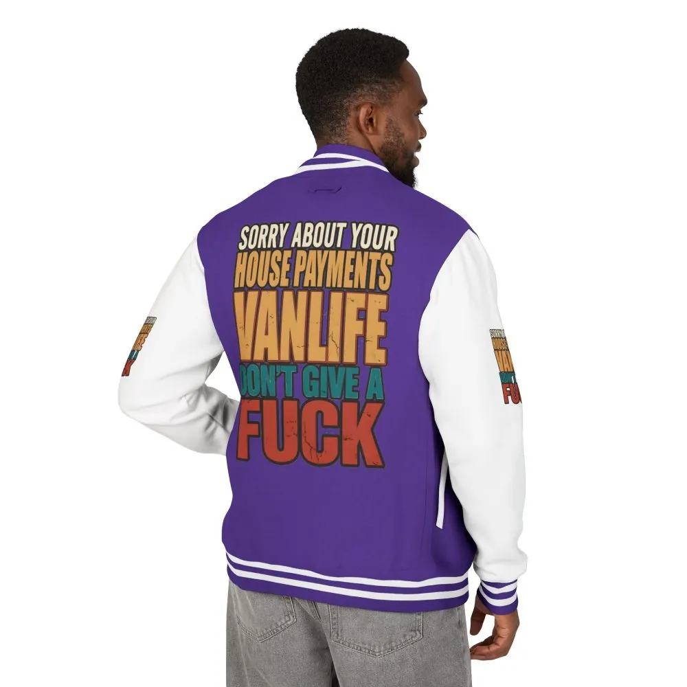 Unisex Heavyweight Letterman Jacket — "Sorry About Your House Payments" Design F**K-Line
