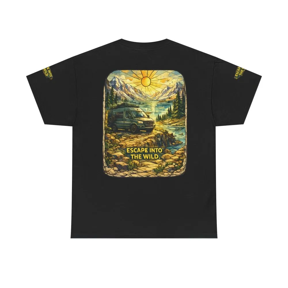 Unisex Heavy Cotton Tee — "Escape Into The Wild" Design Cubic-Line