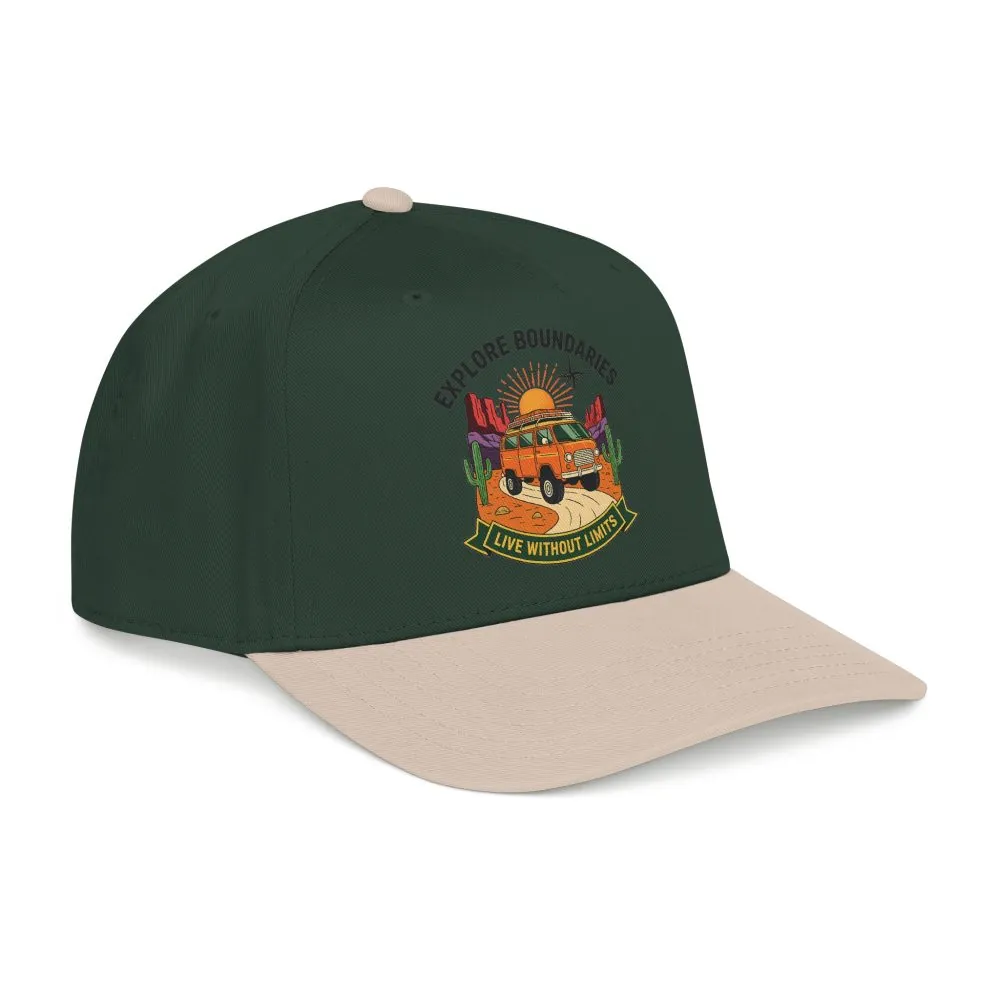 Baseball Cap— "Eplore Boundaries-Live without limits" Mid Profile Baseball Hat