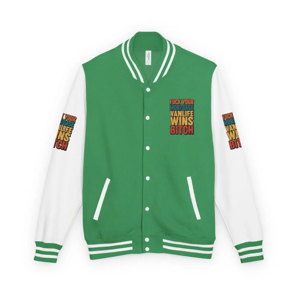 Unisex Heavyweight Letterman Jacket — "Fuck Your Mortgage" Design F**K-Line