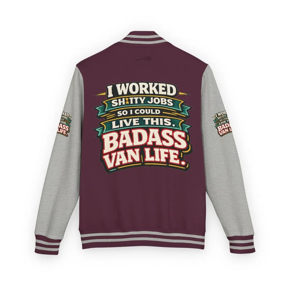 Unisex Heavyweight Letterman Jacket — "I Worked Shitty Jobs" Design F**K-Line