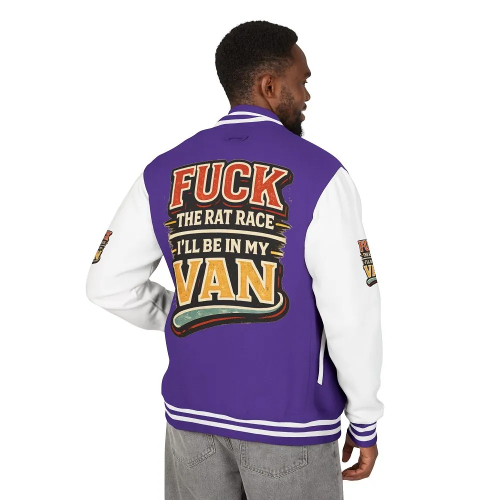 Unisex Heavyweight Letterman Jacket — "Fuck The Rat Race" Design F**K-Line