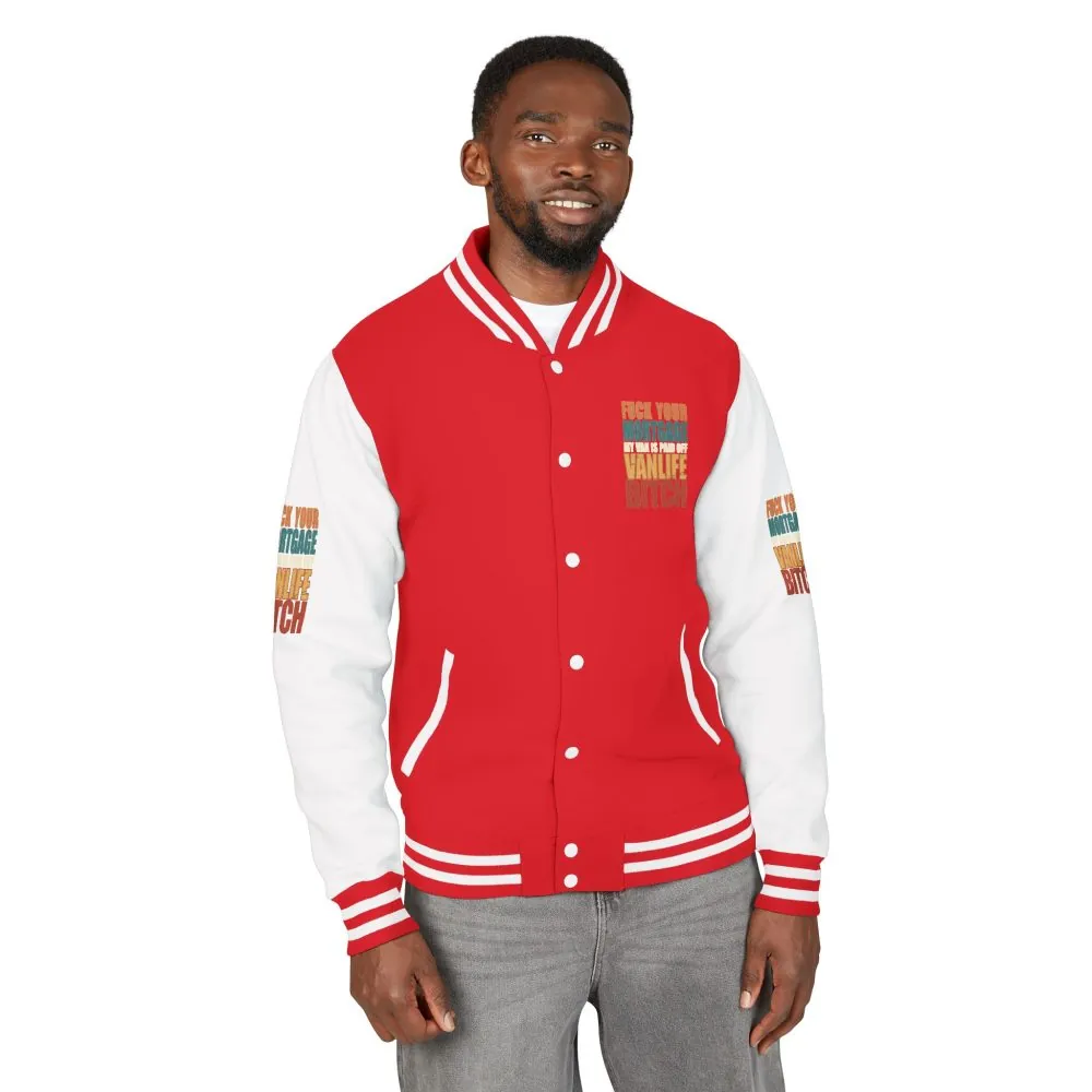 Unisex Heavyweight Letterman Jacket — "Fuck Your Mortgage" Design F**K-Line
