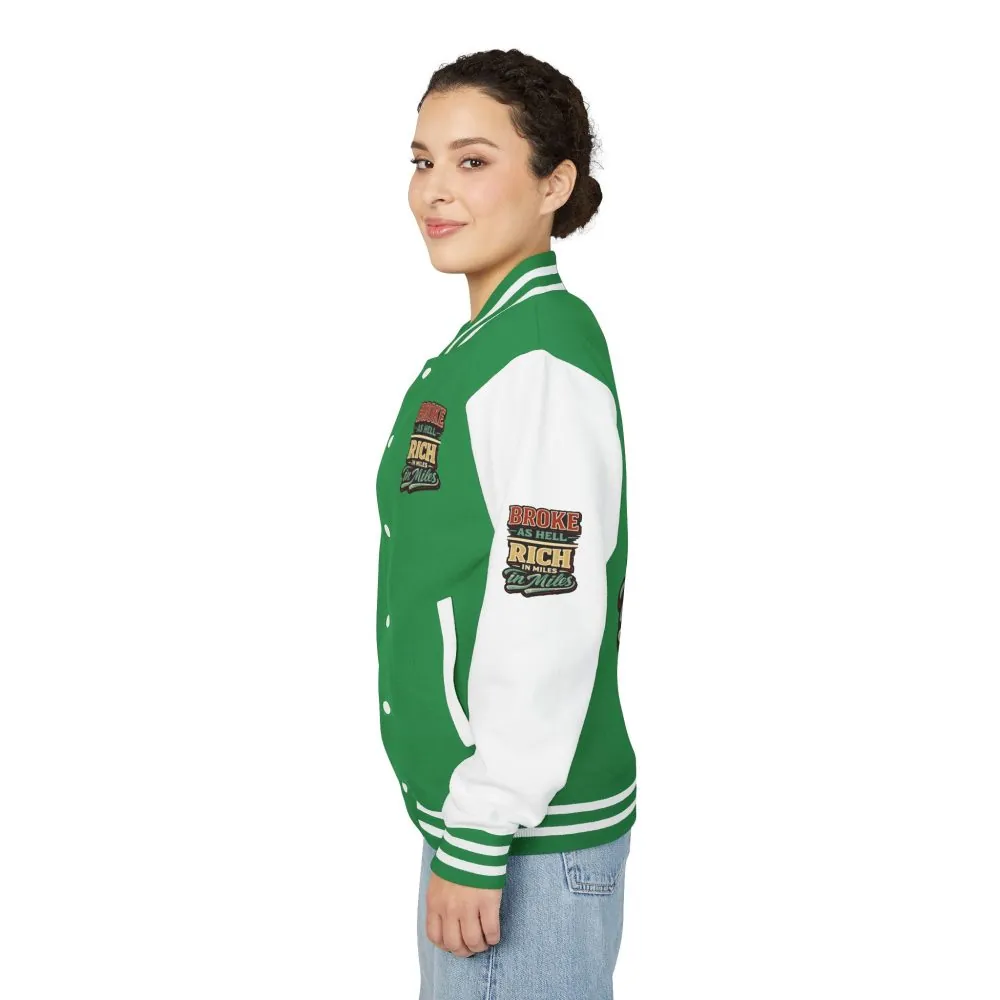 Unisex Heavyweight Letterman Jacket — "Broke As Hell" Design F**K-Line