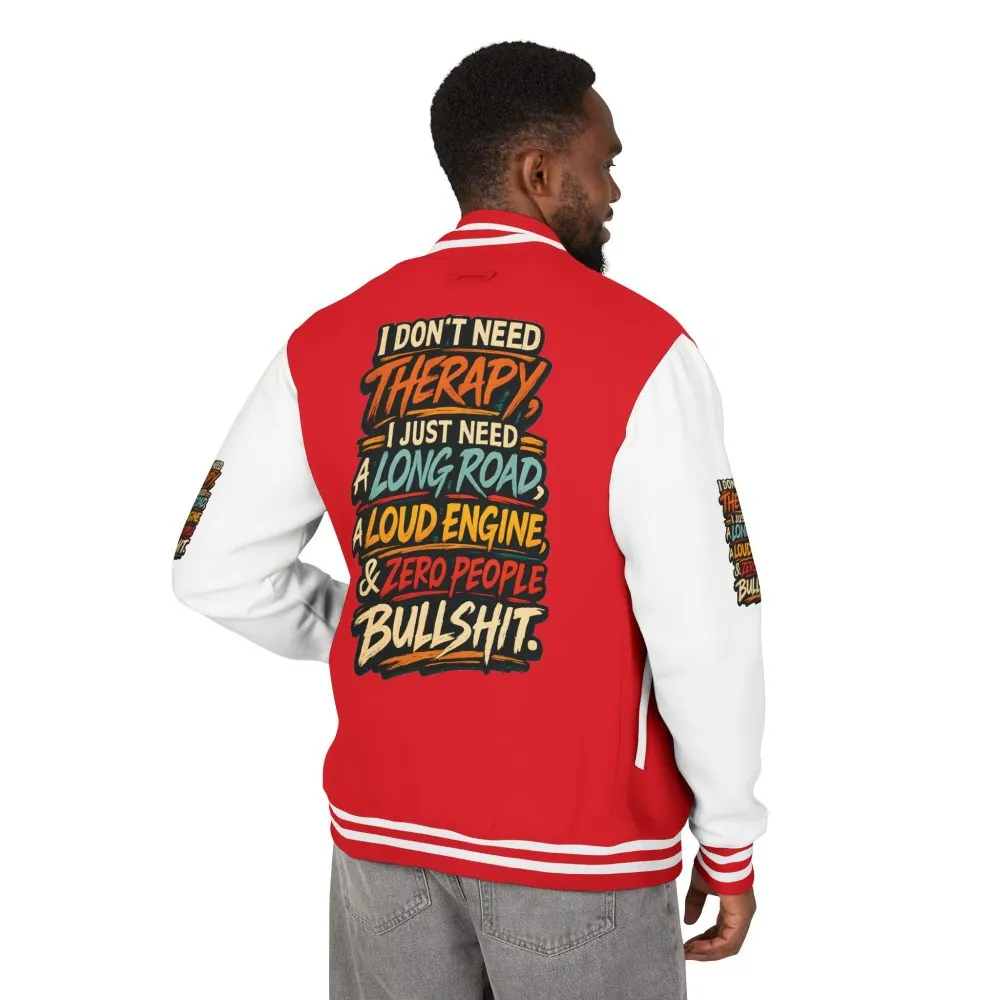 Unisex Heavyweight Letterman Jacket — "I Dont Need Therapy" Design F**K-Line