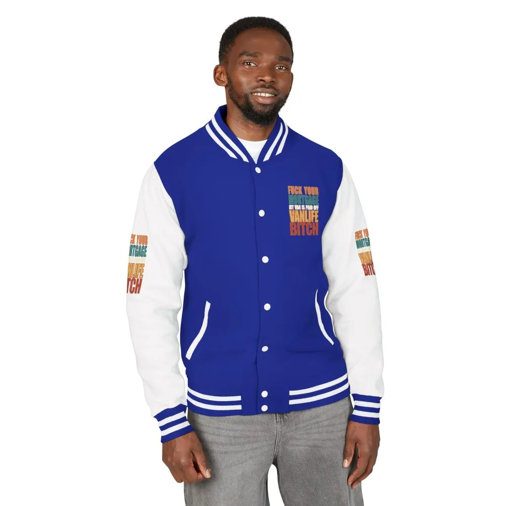 Unisex Heavyweight Letterman Jacket — "Fuck Your Mortgage" Design F**K-Line