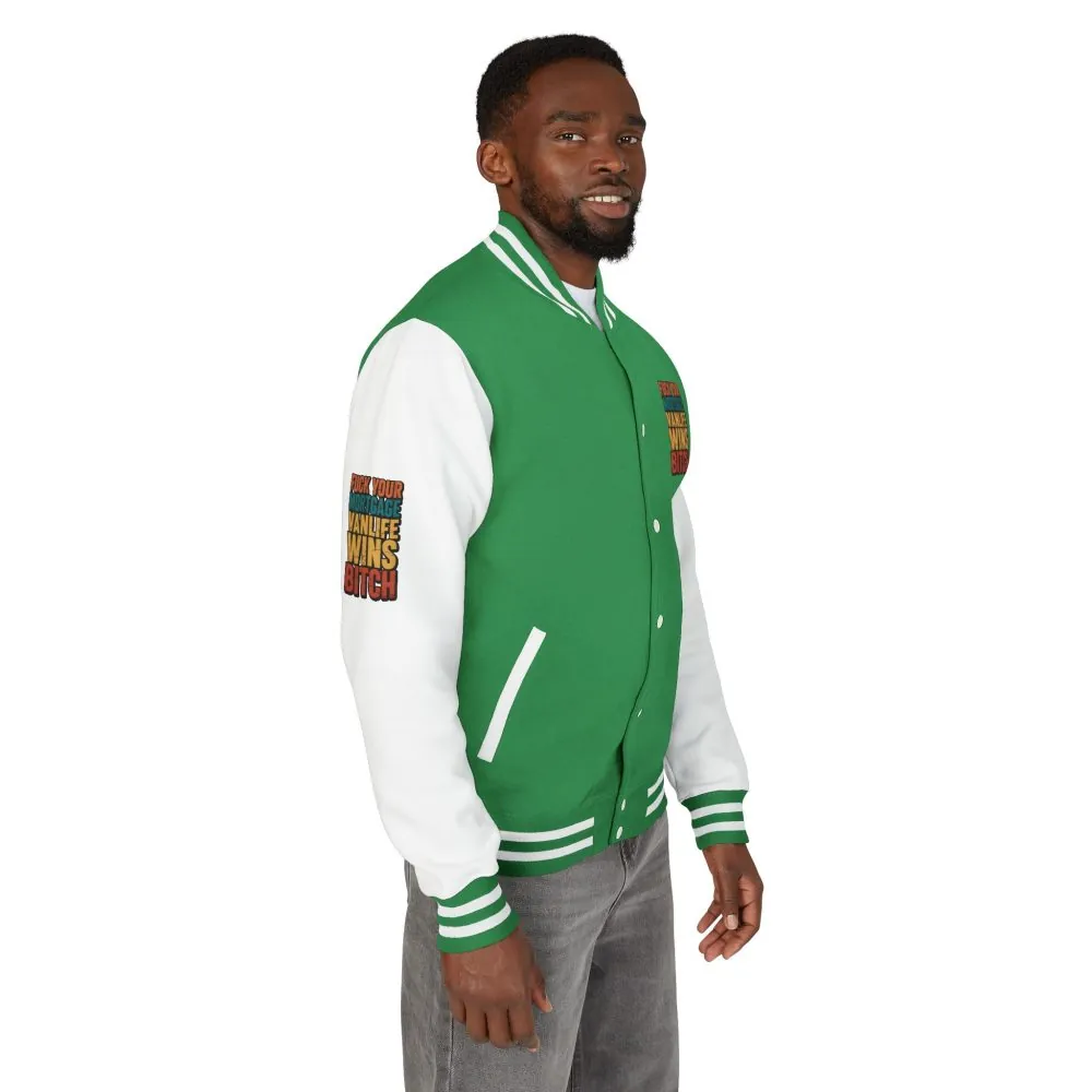 Unisex Heavyweight Letterman Jacket — "Fuck Your Mortgage" Design F**K-Line