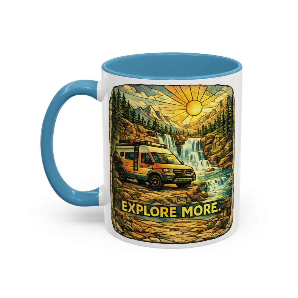 Accent Coffee Mug (11, 15oz) — "Explore More" Design Cubic-Line
