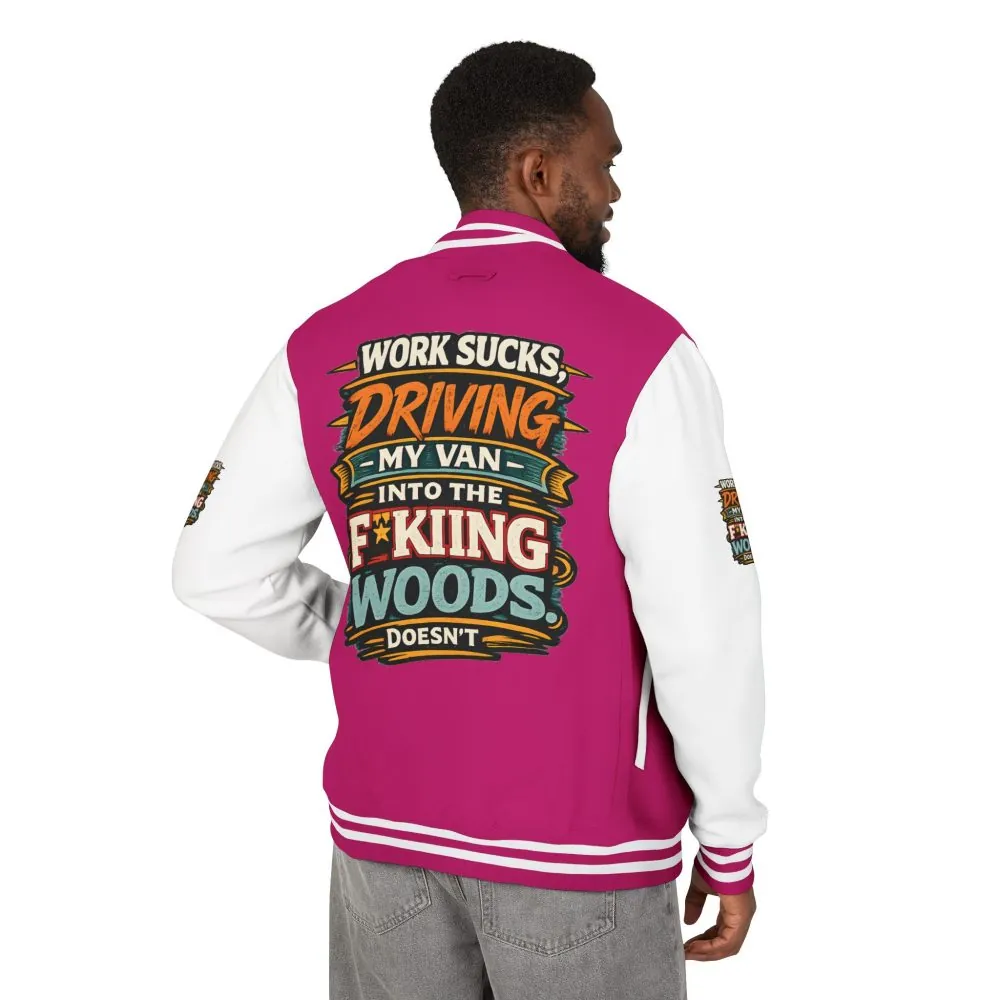 Unisex Heavyweight Letterman Jacket — "Work Sucks" Design F**K-Line