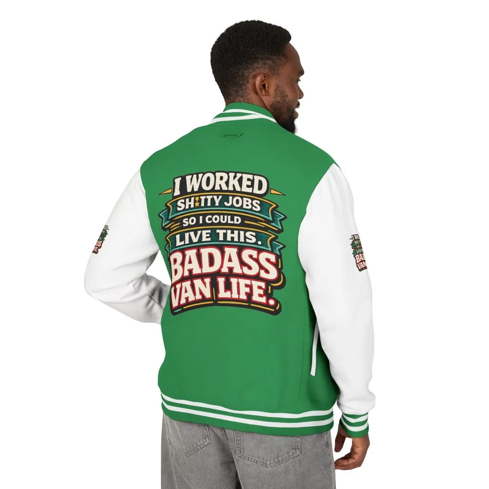Unisex Heavyweight Letterman Jacket — "I Worked Shitty Jobs" Design F**K-Line
