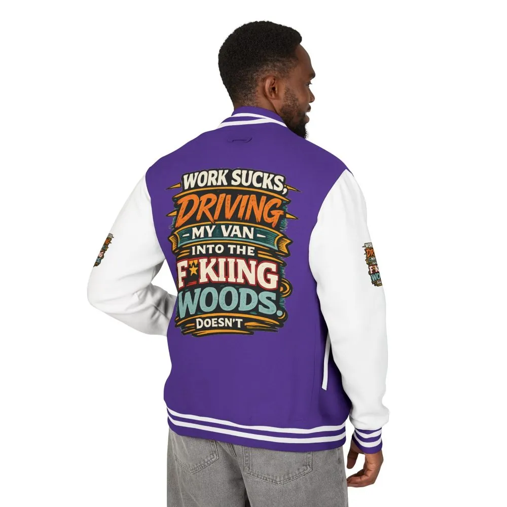 Unisex Heavyweight Letterman Jacket — "Work Sucks" Design F**K-Line