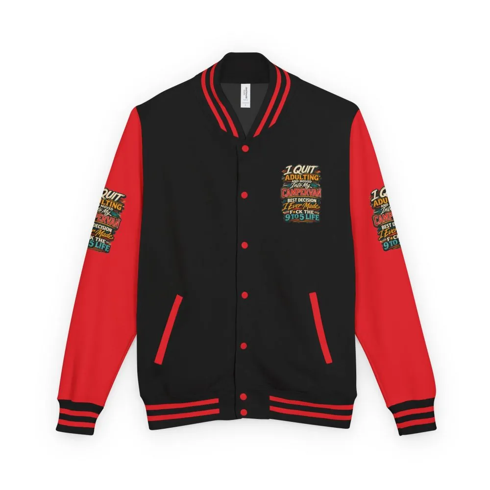 Unisex Heavyweight Letterman Jacket — "I Quit Adulting" Design F**K-Line