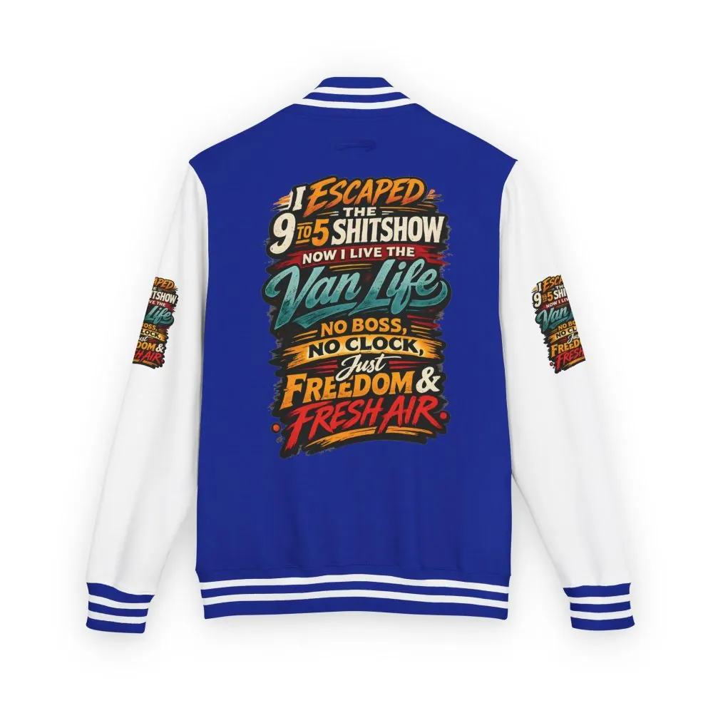 4406853478772266410_2048.jpeg Unisex Heavyweight Letterman Jacket — "I Escaped The 9 To 5" Design F**K-Line