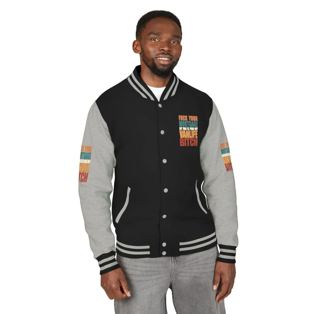 Unisex Heavyweight Letterman Jacket — "Fuck Your Mortgage" Design F**K-Line