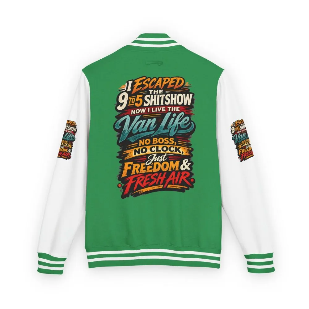 4424566189237591597_2048.jpeg Unisex Heavyweight Letterman Jacket — "I Escaped The 9 To 5" Design F**K-Line