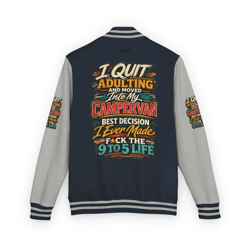 Unisex Heavyweight Letterman Jacket — "I Quit Adulting" Design F**K-Line