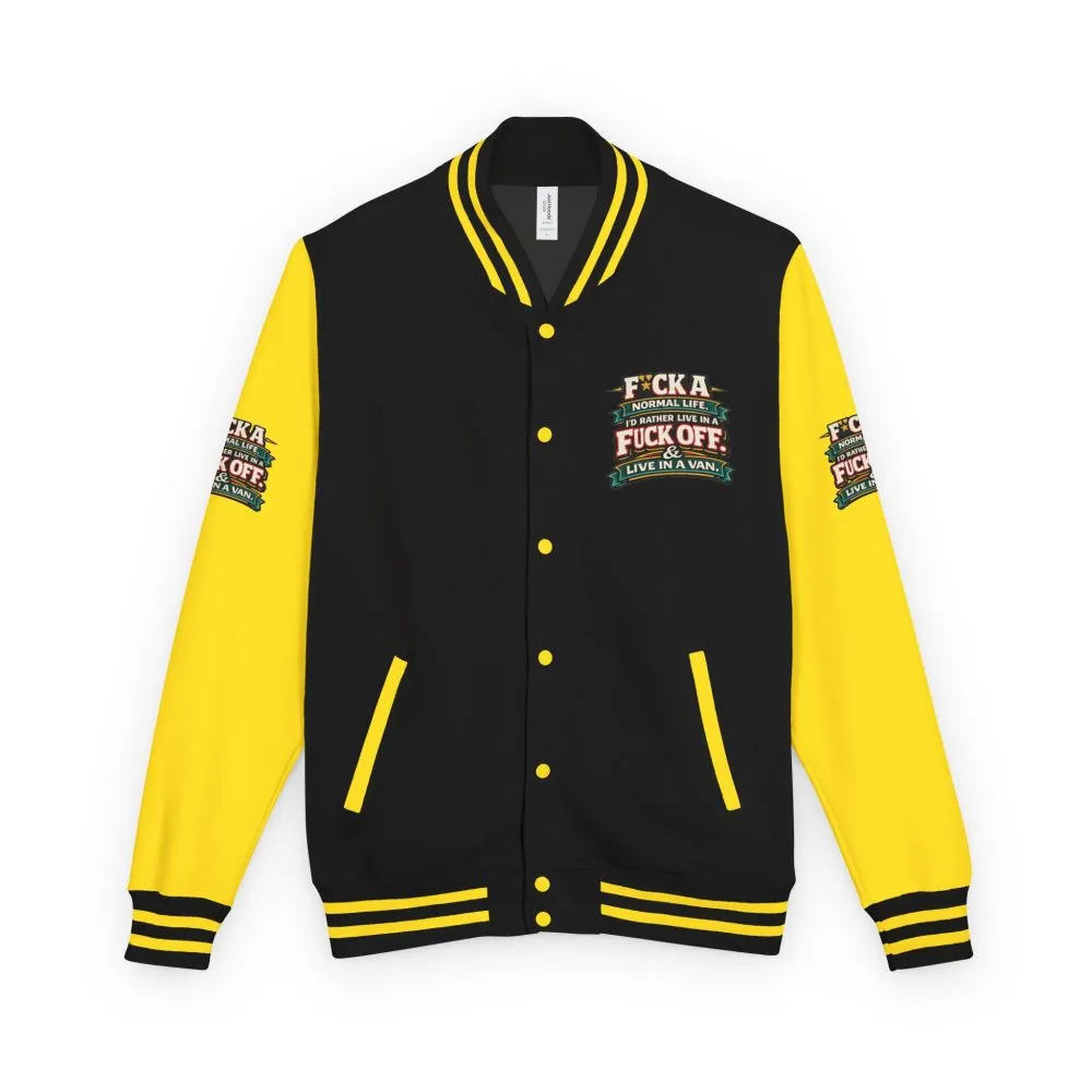 Unisex Heavyweight Letterman Jacket — "Fuck A Normal Life" Design F**K-Line