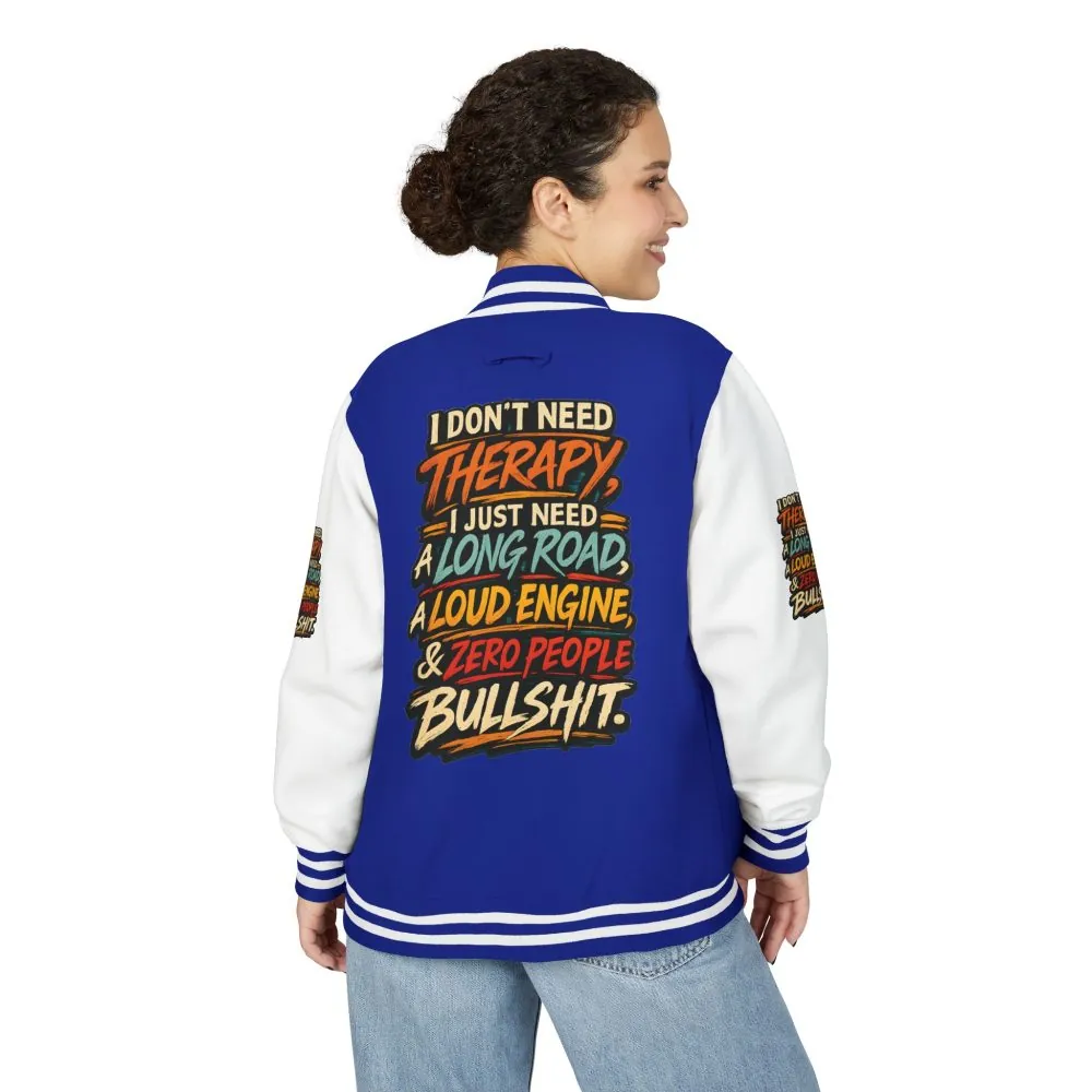 Unisex Heavyweight Letterman Jacket — "I Dont Need Therapy" Design F**K-Line