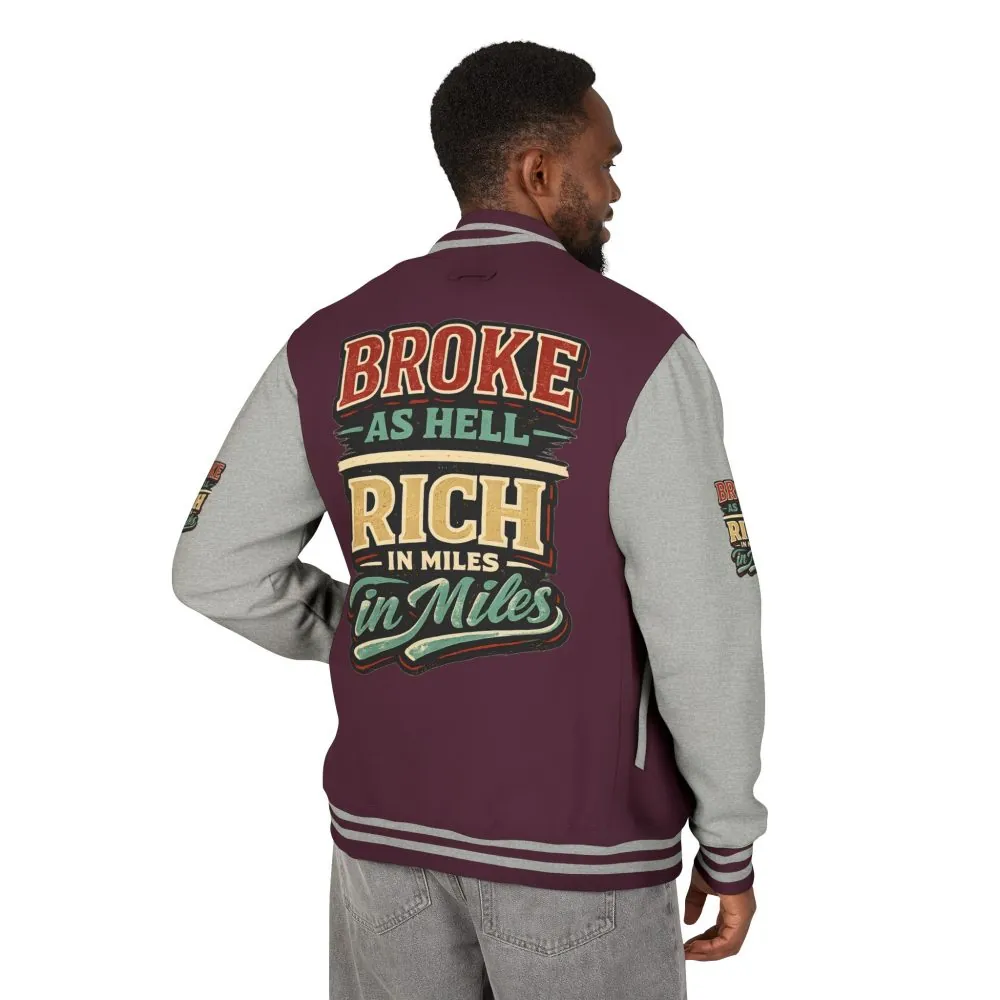 Unisex Heavyweight Letterman Jacket — "Broke As Hell" Design F**K-Line