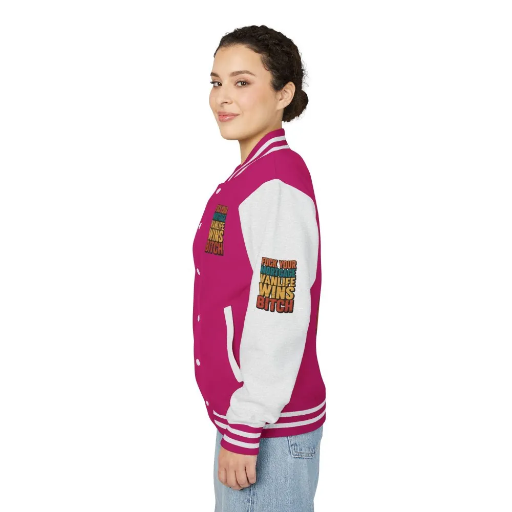 Unisex Heavyweight Letterman Jacket — "Fuck Your Mortgage" Design F**K-Line