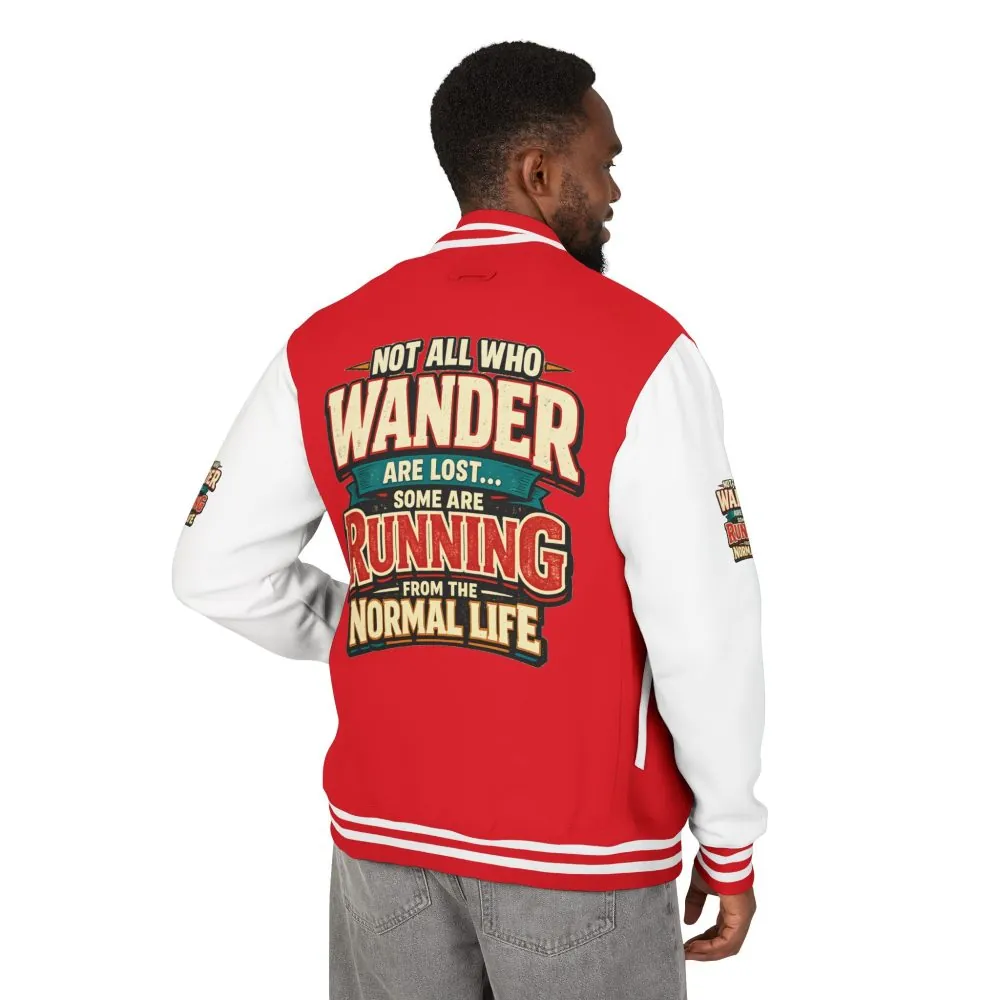 Unisex Heavyweight Letterman Jacket — "Not All Who Wander Are Lost" Design F**K-Line