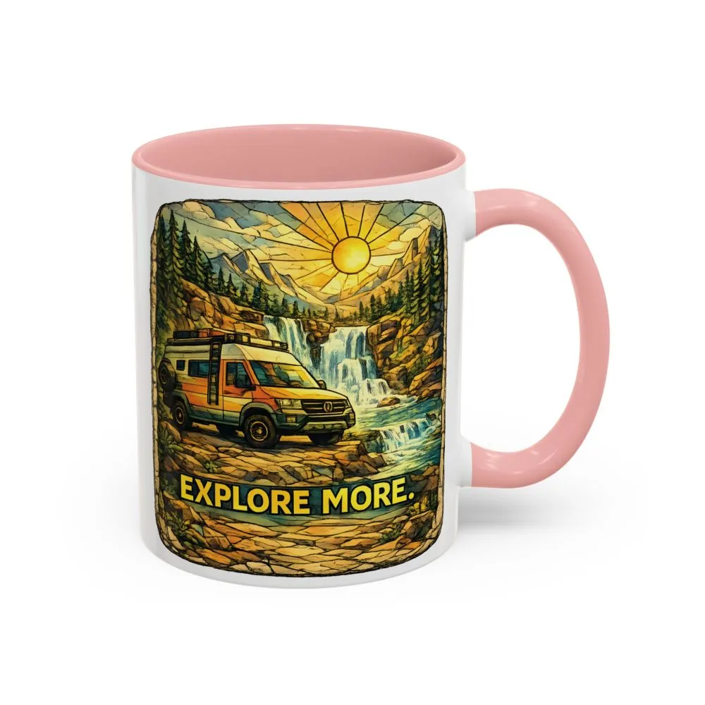 Accent Coffee Mug (11, 15oz) — "Explore More" Design Cubic-Line