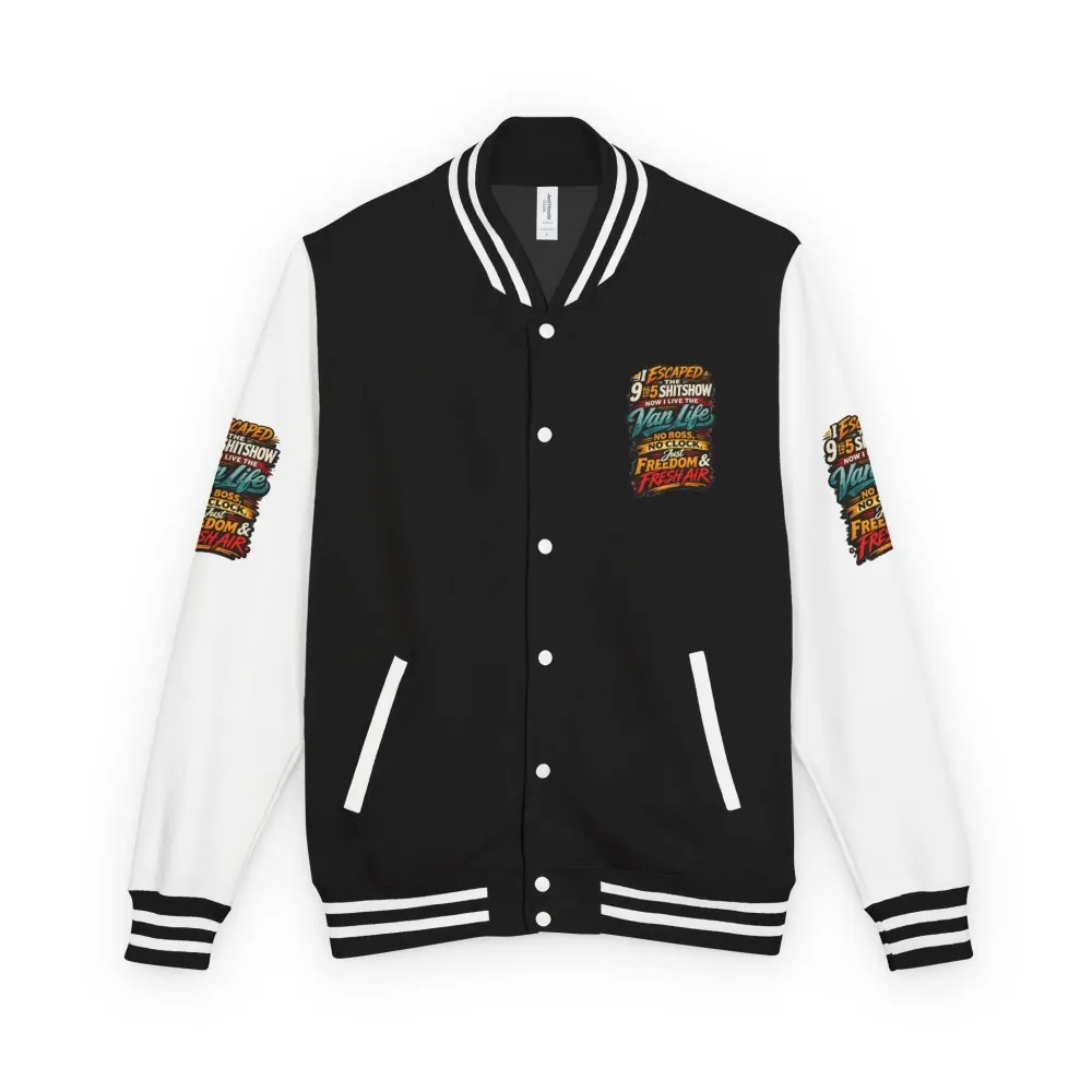 474168080124953418_2048.jpeg Unisex Heavyweight Letterman Jacket — "I Escaped The 9 To 5" Design F**K-Line