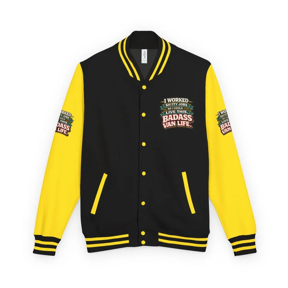 Unisex Heavyweight Letterman Jacket — "I Worked Shitty Jobs" Design F**K-Line