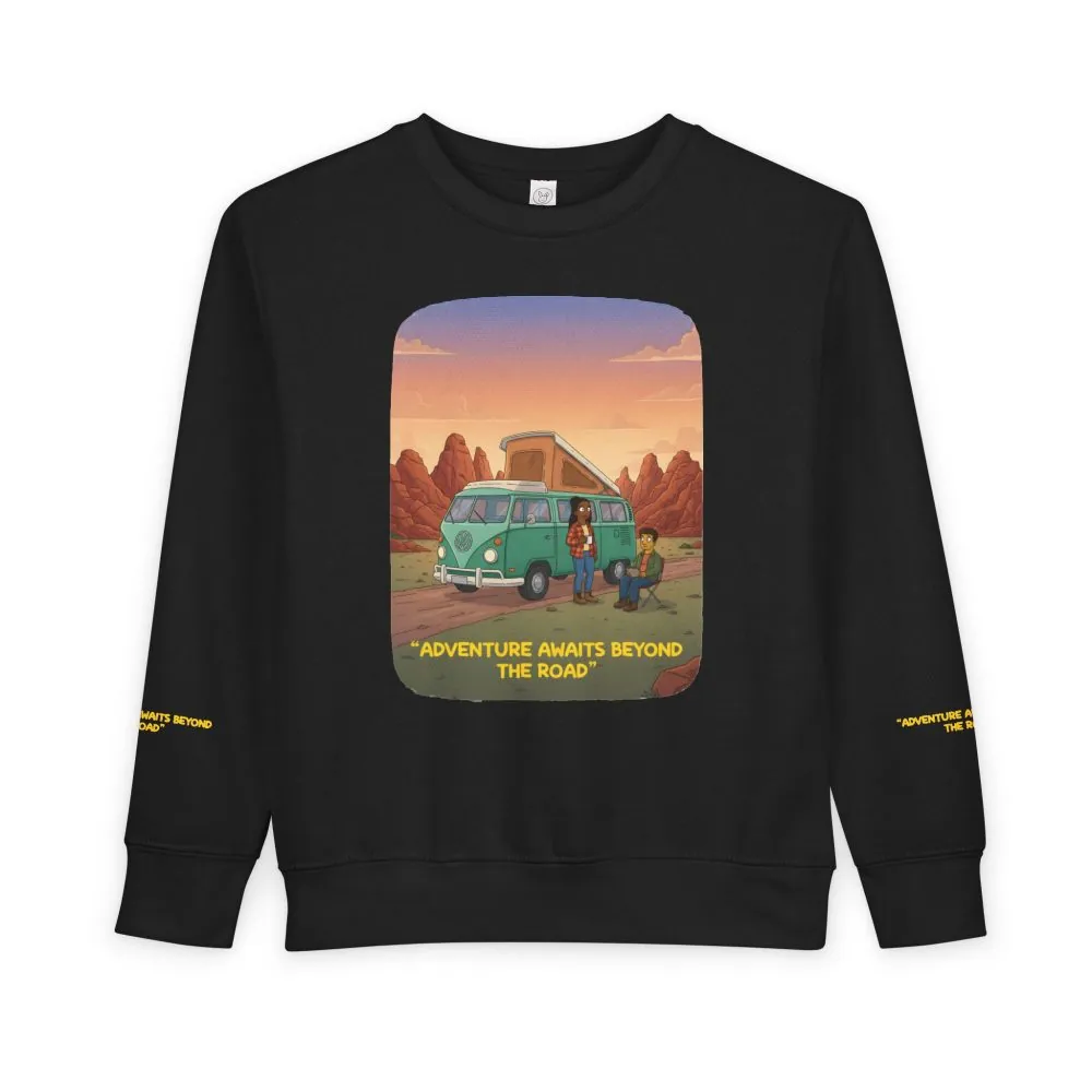 Toddler Sweatshirt - "Adventure Awaits Beyond The Road" (Design Sitcom-Line)