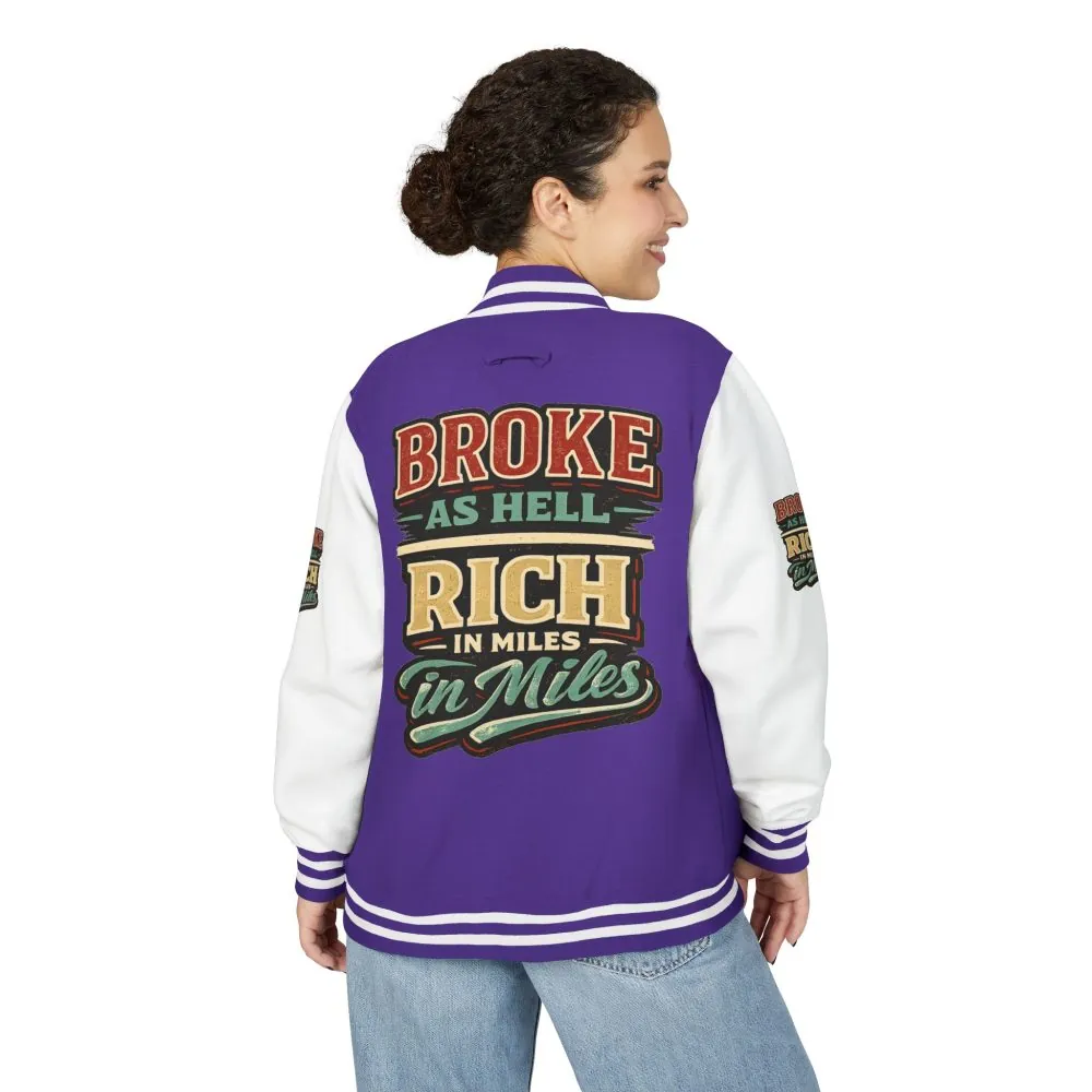 Unisex Heavyweight Letterman Jacket — "Broke As Hell" Design F**K-Line