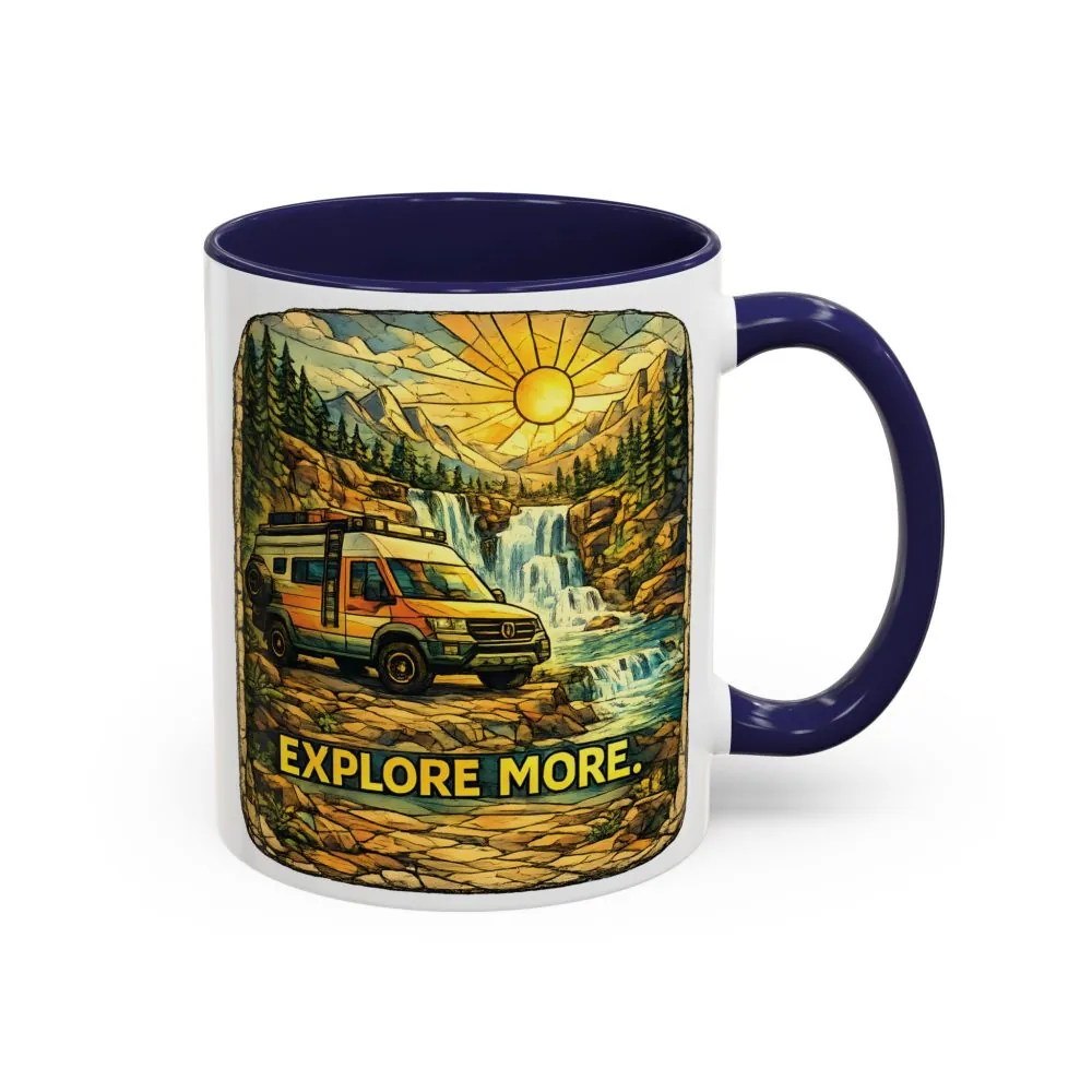 Accent Coffee Mug (11, 15oz) — "Explore More" Design Cubic-Line