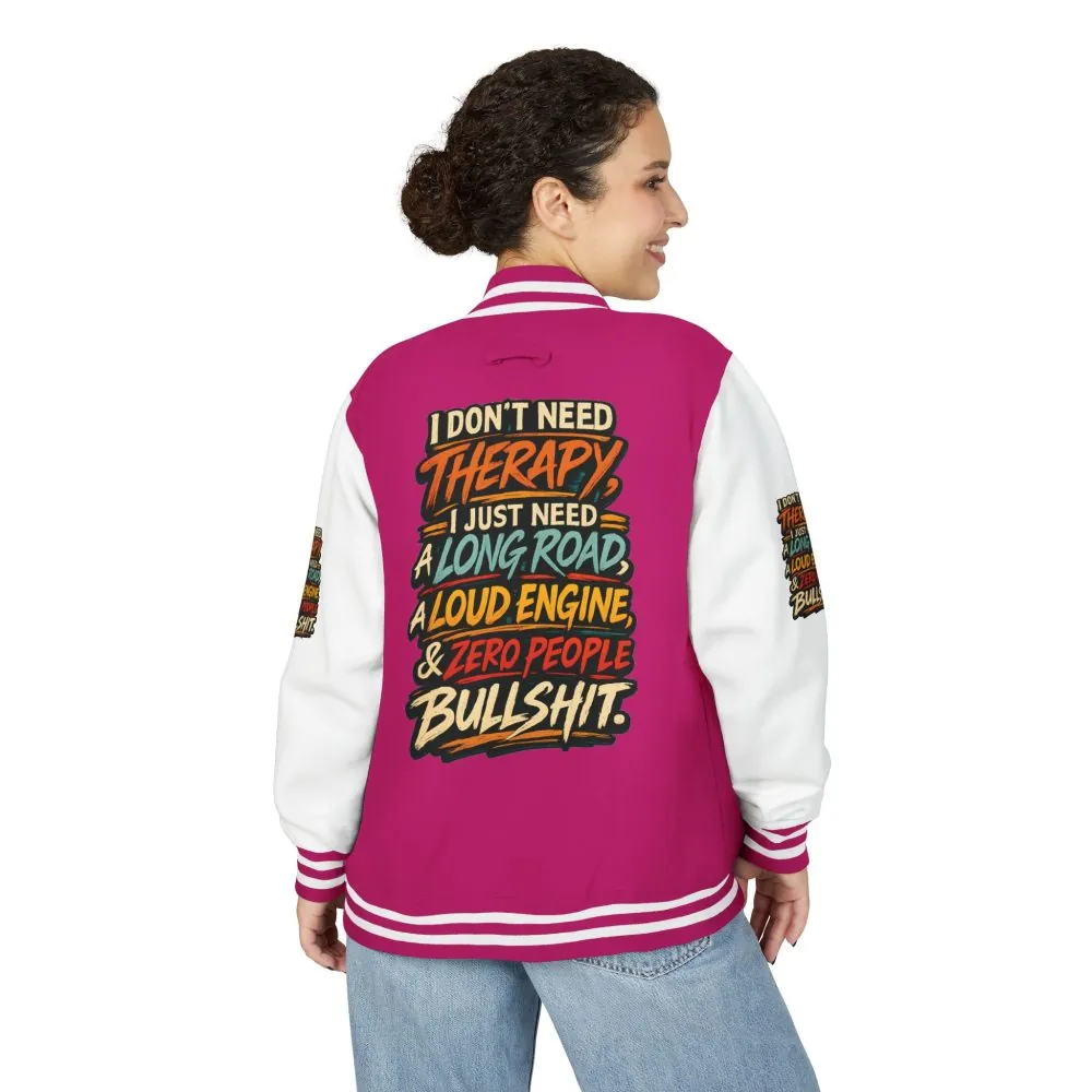 Unisex Heavyweight Letterman Jacket — "I Dont Need Therapy" Design F**K-Line