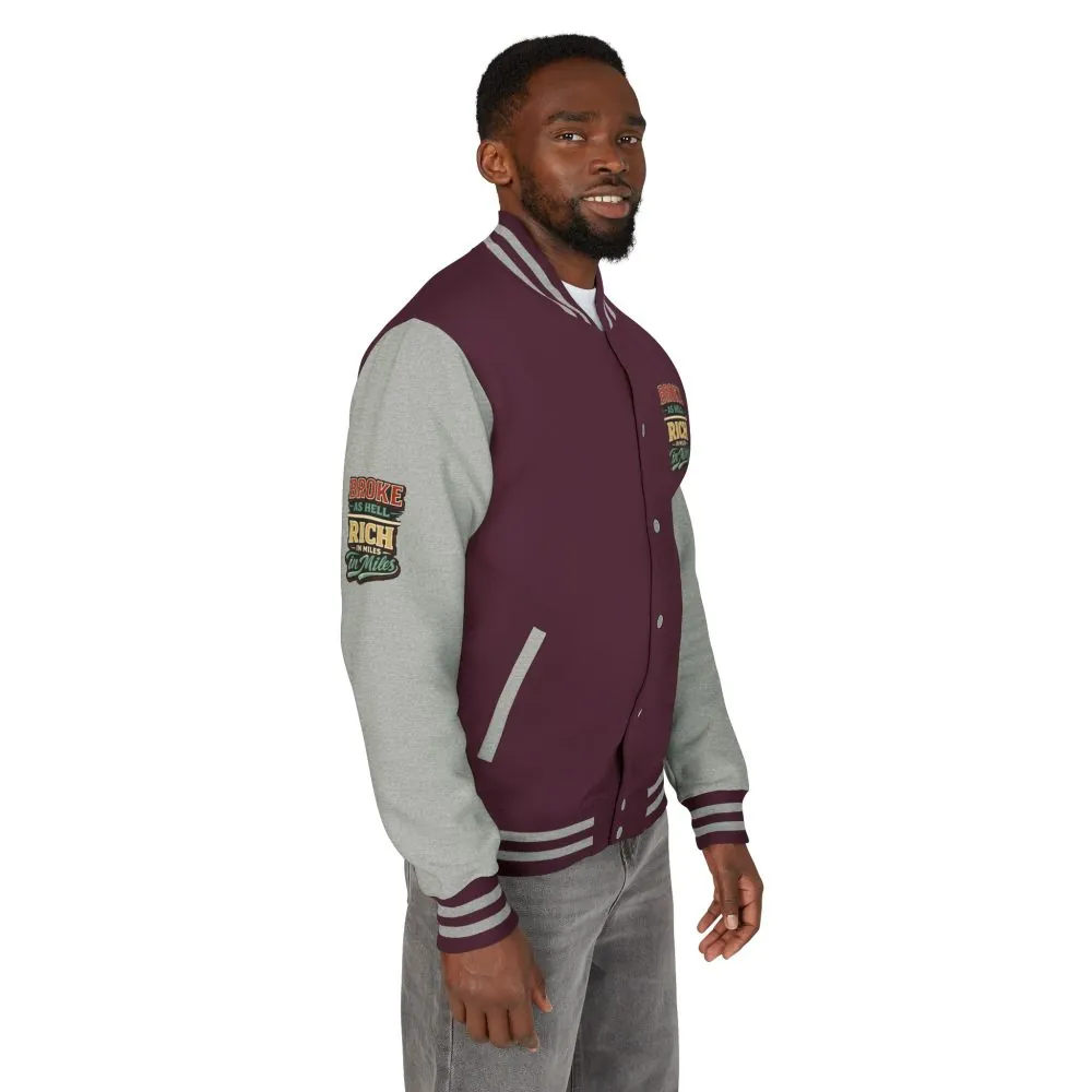 Unisex Heavyweight Letterman Jacket — "Broke As Hell" Design F**K-Line