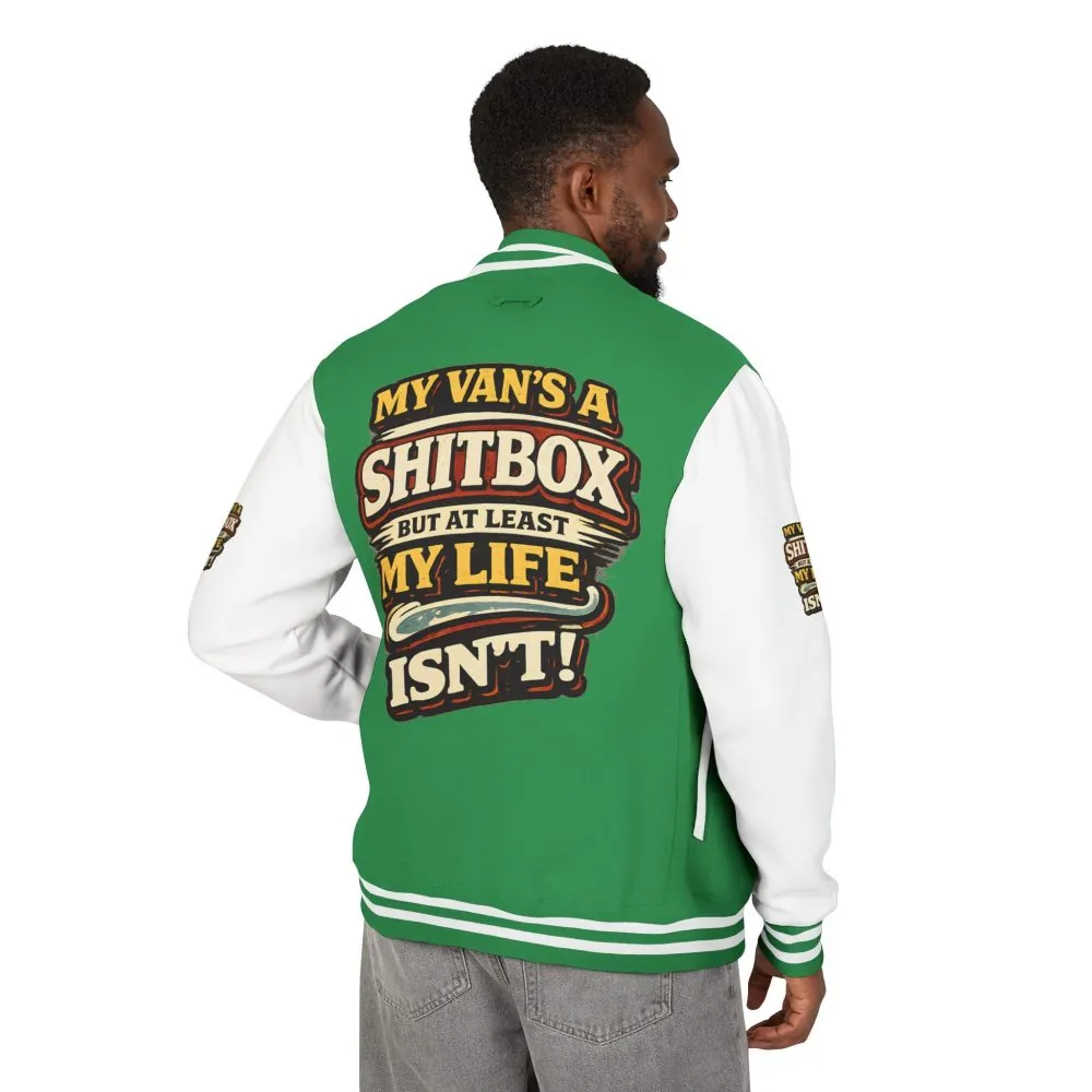 Unisex Heavyweight Letterman Jacket — "My Van`s A Shitbox" Design F**K-Line