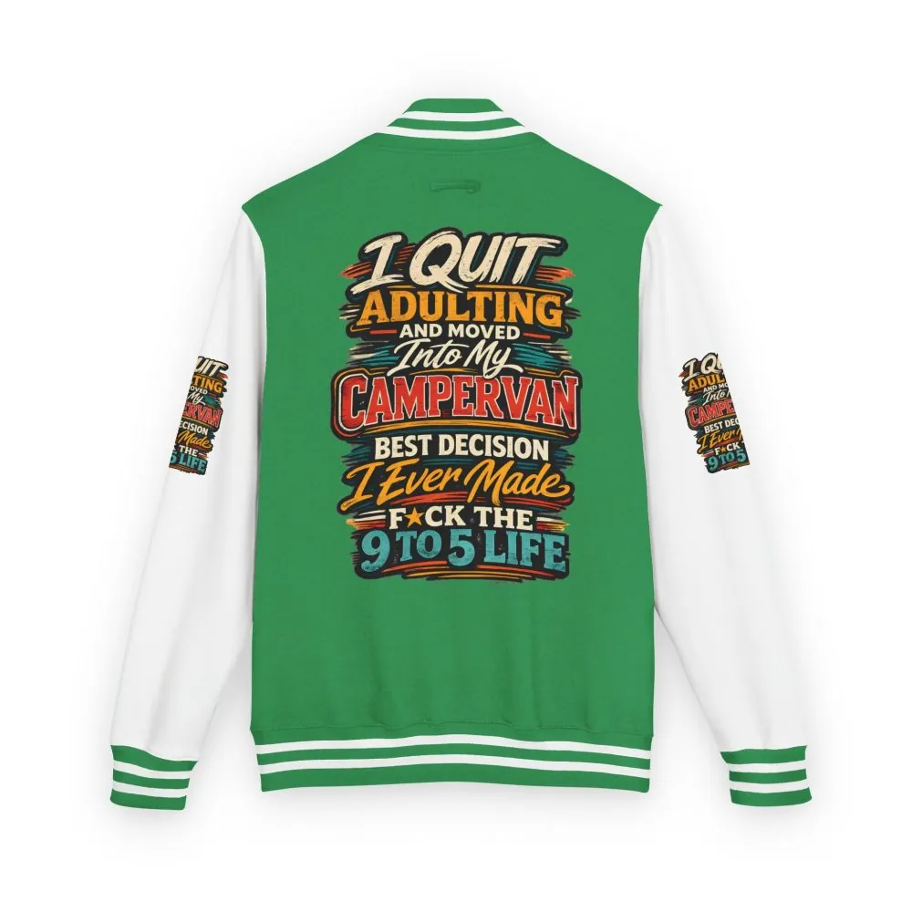 Unisex Heavyweight Letterman Jacket — "I Quit Adulting" Design F**K-Line