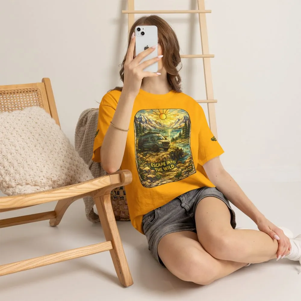 Unisex Heavy Cotton Tee — "Escape Into The Wild" Design Cubic-Line