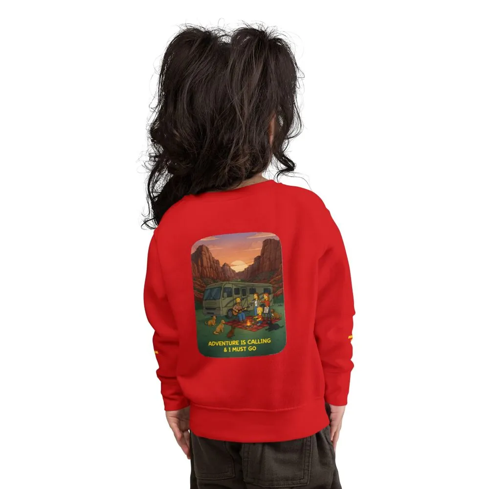 5634794427889644902_2048.jpeg Toddler Sweatshirt - "Adventure Is Calling-I Must Go" (Design Sitcom-Line)
