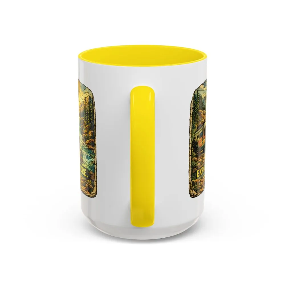 Accent Coffee Mug (11, 15oz) — "Explore More" Design Cubic-Line