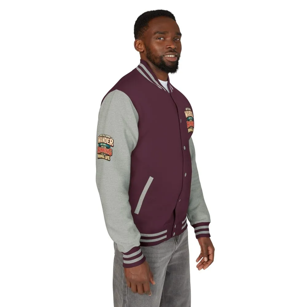 Unisex Heavyweight Letterman Jacket — "Not All Who Wander Are Lost" Design F**K-Line