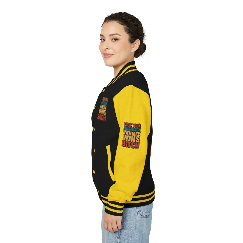Unisex Heavyweight Letterman Jacket — "Fuck Your Mortgage" Design F**K-Line