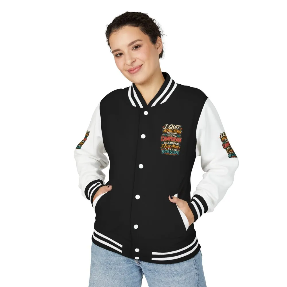 Unisex Heavyweight Letterman Jacket — "I Quit Adulting" Design F**K-Line