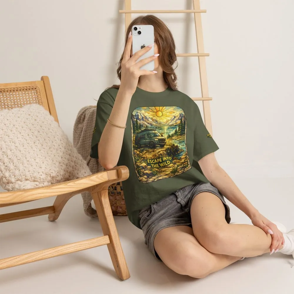 Unisex Heavy Cotton Tee — "Escape Into The Wild" Design Cubic-Line