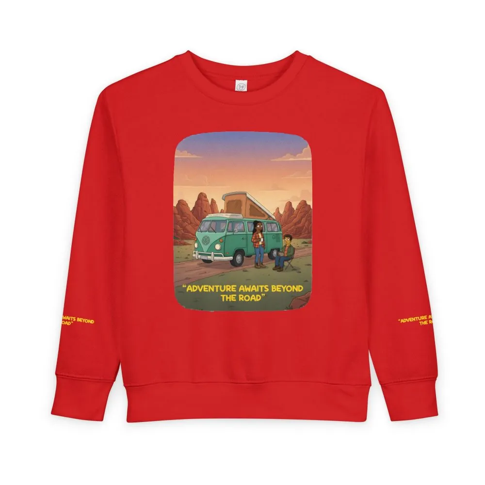 Toddler Sweatshirt - "Adventure Awaits Beyond The Road" (Design Sitcom-Line)