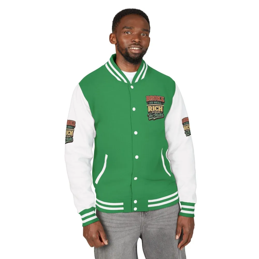 Unisex Heavyweight Letterman Jacket — "Broke As Hell" Design F**K-Line