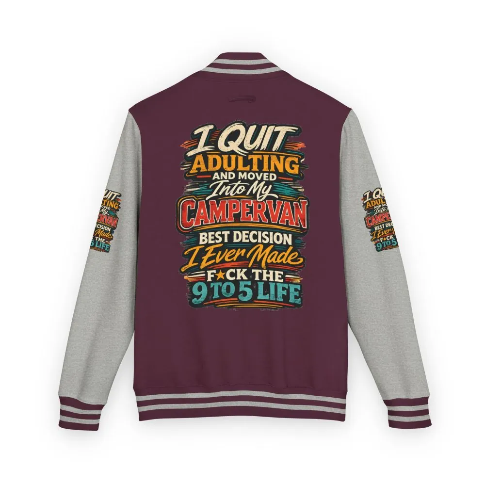 Unisex Heavyweight Letterman Jacket — "I Quit Adulting" Design F**K-Line