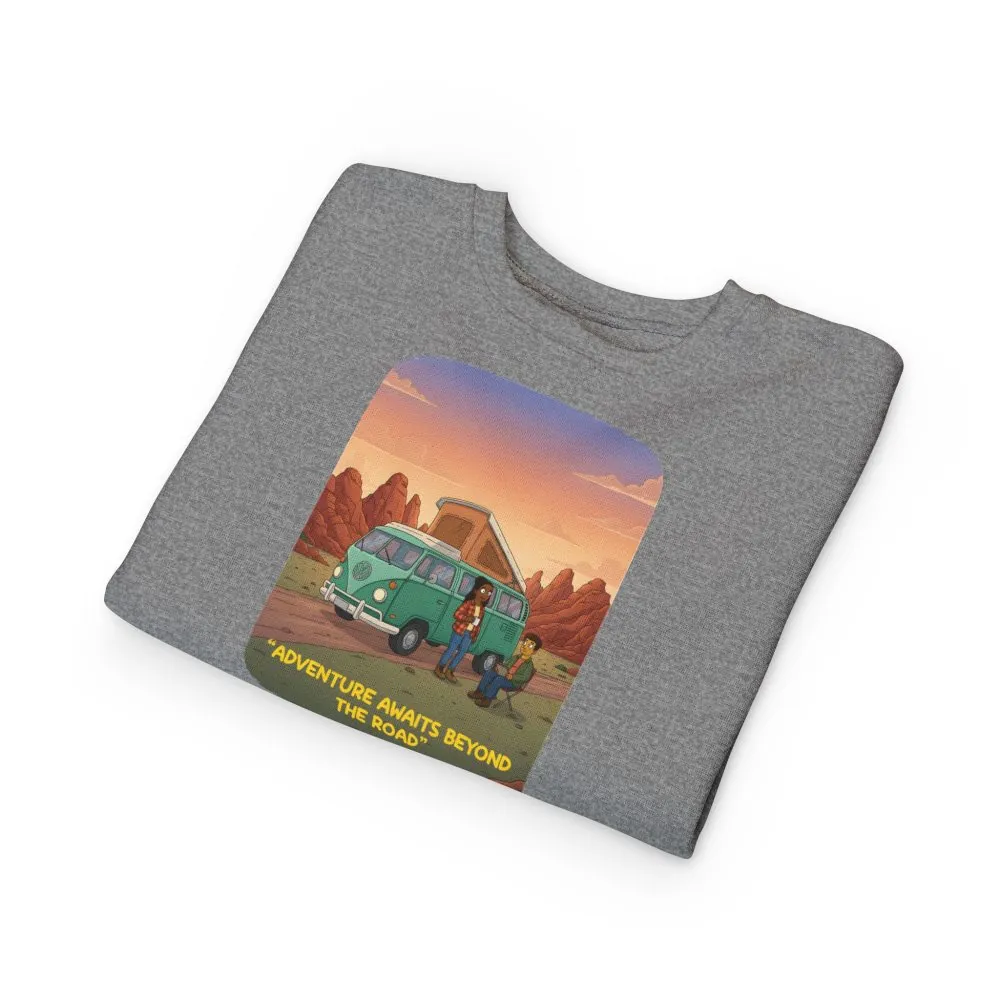 Toddler Sweatshirt - "Adventure Awaits Beyond The Road" (Design Sitcom-Line)