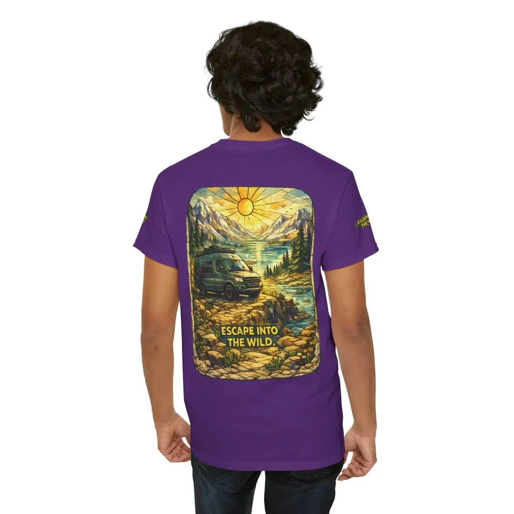 Unisex Heavy Cotton Tee — "Escape Into The Wild" Design Cubic-Line